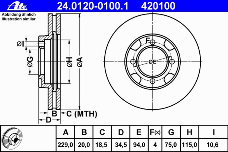 ATE 24012001001 - Тормозной диск autospares.lv