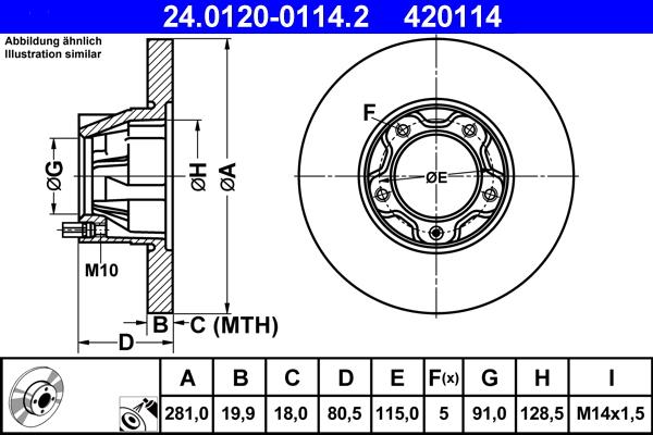 ATE 24.0120-0114.2 - Тормозной диск autospares.lv
