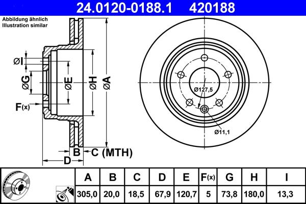 ATE 24.0120-0188.1 - Тормозной диск autospares.lv