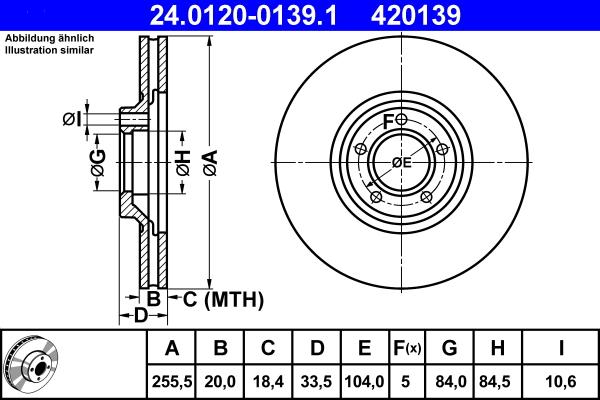 ATE 24.0120-0139.1 - Тормозной диск autospares.lv
