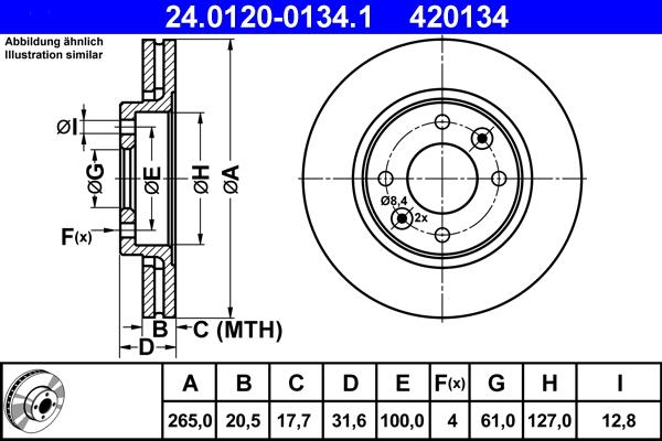 ATE 24.0120-0134.1 - Тормозной диск autospares.lv