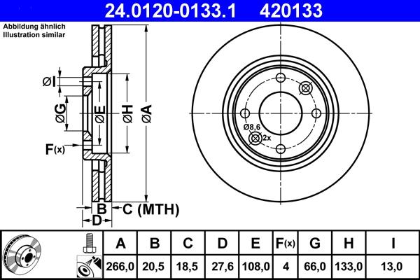 ATE 24.0120-0133.1 - Тормозной диск autospares.lv