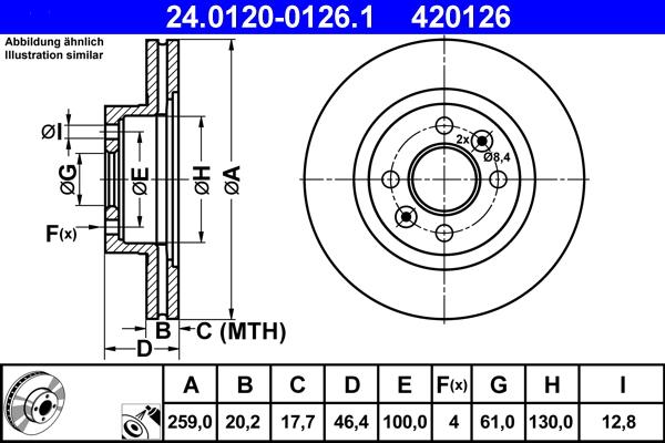 ATE 24.0120-0126.1 - Тормозной диск autospares.lv
