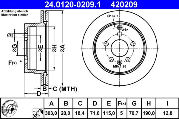 ATE 24.0120-0209.1 - Тормозной диск autospares.lv