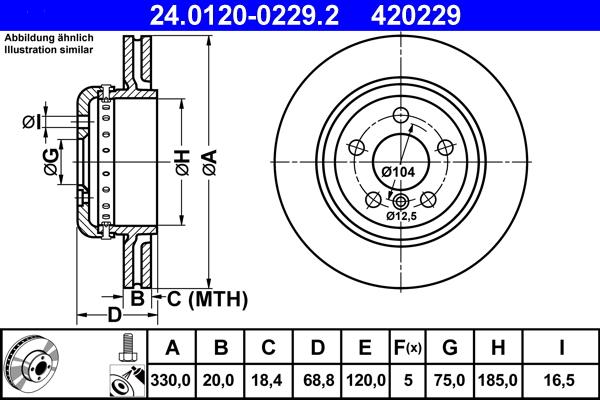 ATE 24.0120-0229.2 - Тормозной диск autospares.lv