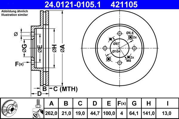 ATE 24.0121-0105.1 - Тормозной диск autospares.lv