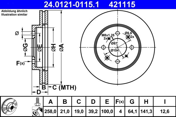 ATE 24.0121-0115.1 - Тормозной диск autospares.lv