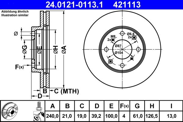 ATE 24.0121-0113.1 - Тормозной диск autospares.lv