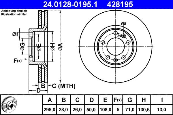 ATE 24.0128-0195.1 - Тормозной диск autospares.lv