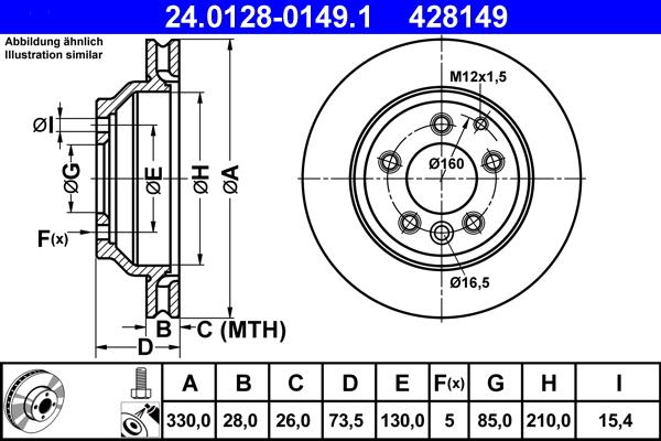 ATE 24.0128-0149.1 - Тормозной диск autospares.lv