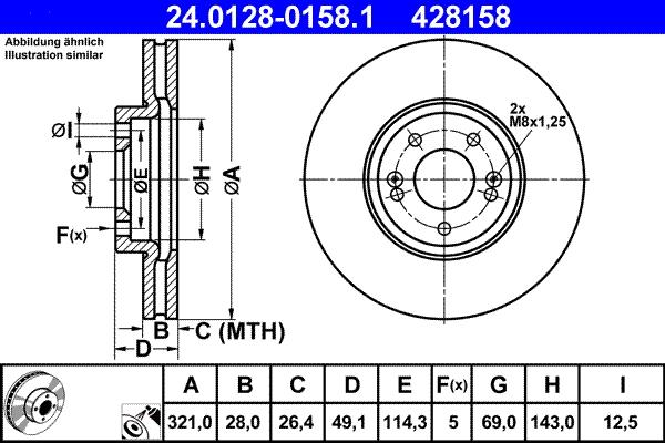 ATE 24.0128-0158.1 - Тормозной диск autospares.lv