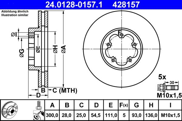 ATE 24.0128-0157.1 - Тормозной диск autospares.lv