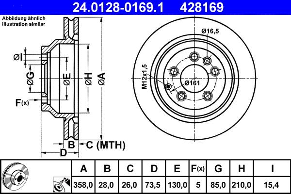 ATE 24.0128-0169.1 - Тормозной диск autospares.lv