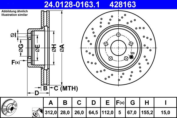 ATE 24.0128-0163.1 - Тормозной диск autospares.lv