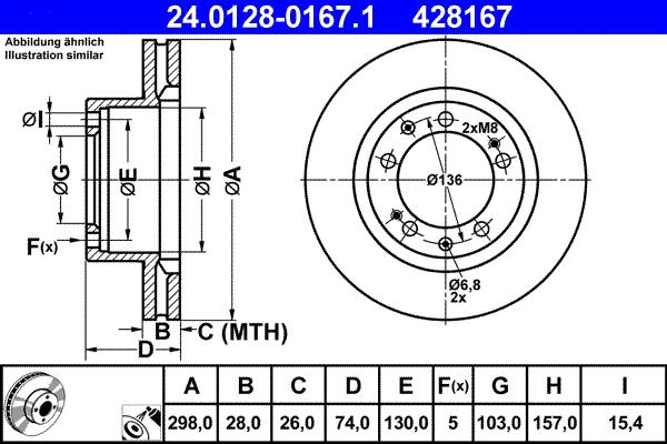 ATE 24.0128-0167.1 - Тормозной диск autospares.lv