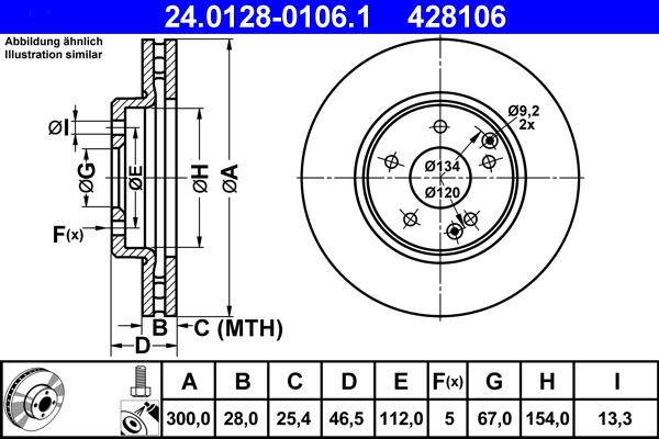 ATE 24.0128-0106.1 - Тормозной диск autospares.lv