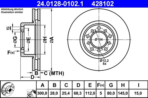 ATE 24.0128-0102.1 - Тормозной диск autospares.lv