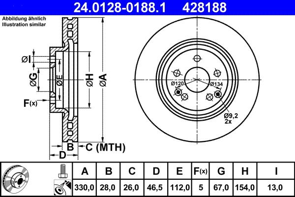 ATE 24.0128-0188.1 - Тормозной диск autospares.lv