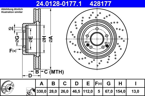ATE 24.0128-0177.1 - Тормозной диск autospares.lv