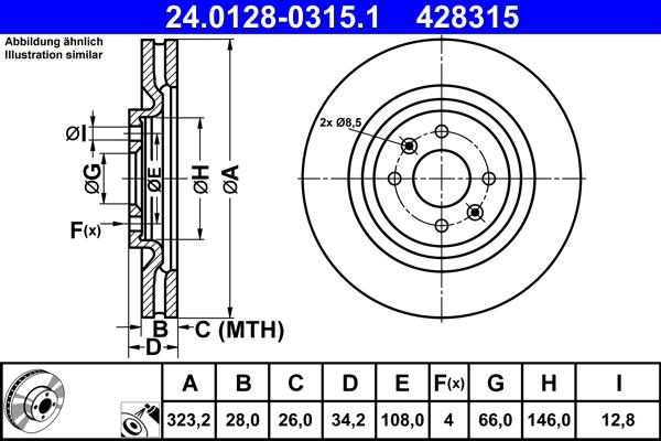 ATE 24.0128-0315.1 - Тормозной диск autospares.lv