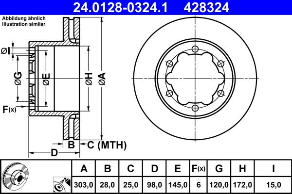 ATE 24.0128-0324.1 - Тормозной диск autospares.lv