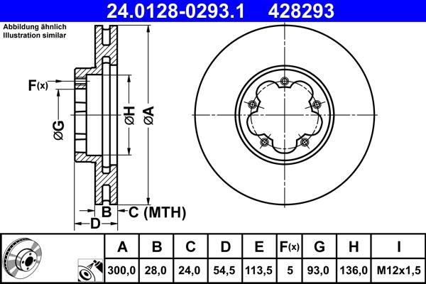 ATE 24.0128-0293.1 - Тормозной диск autospares.lv