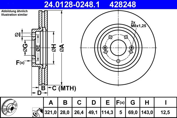 ATE 24.0128-0248.1 - Тормозной диск autospares.lv