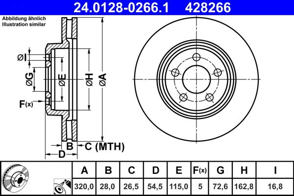 ATE 24.0128-0266.1 - Тормозной диск autospares.lv