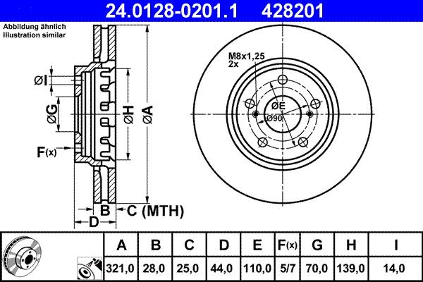 ATE 24.0128-0201.1 - Тормозной диск autospares.lv