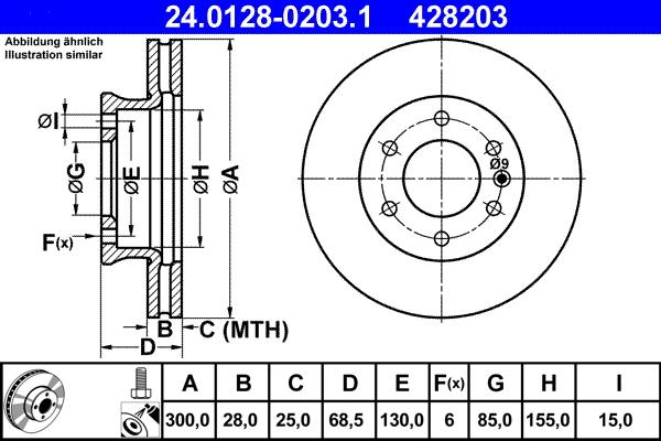 ATE 24.0128-0203.1 - Тормозной диск autospares.lv