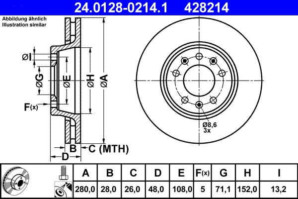 ATE 24.0128-0214.1 - Тормозной диск autospares.lv