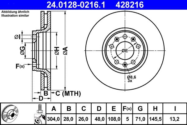 ATE 24.0128-0216.1 - Тормозной диск autospares.lv