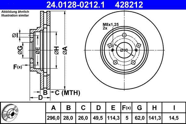 ATE 24.0128-0212.1 - Тормозной диск autospares.lv