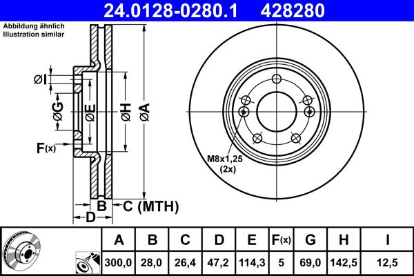 ATE 24.0128-0280.1 - Тормозной диск autospares.lv