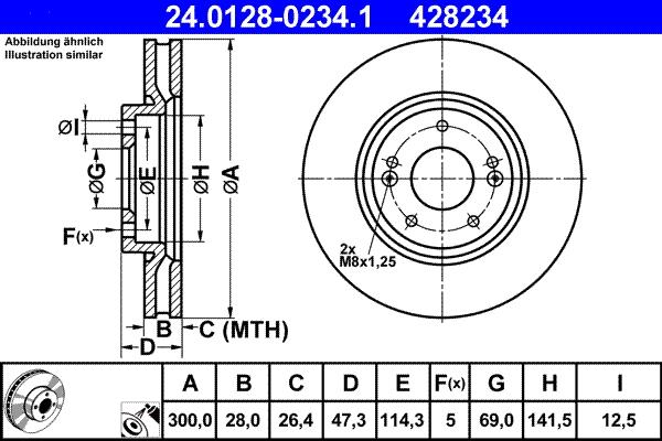 ATE 24.0128-0234.1 - Тормозной диск autospares.lv