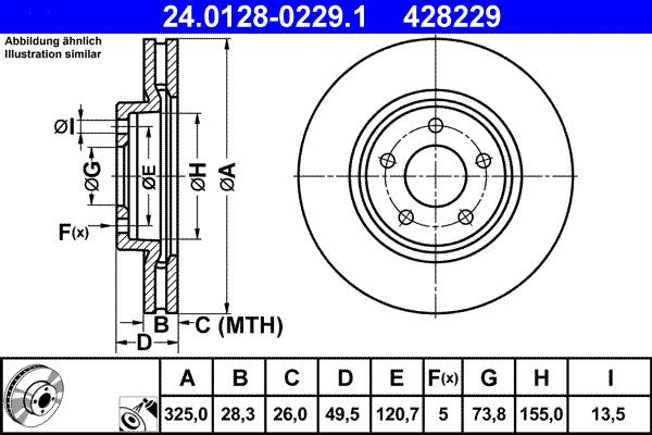 ATE 24.0128-0229.1 - Тормозной диск autospares.lv