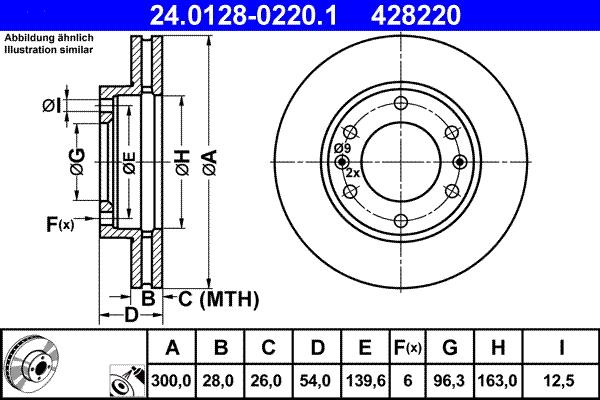 ATE 24.0128-0220.1 - Тормозной диск autospares.lv