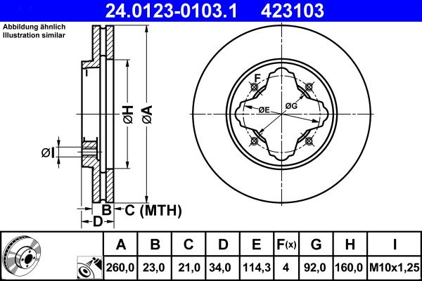ATE 24.0123-0103.1 - Тормозной диск autospares.lv