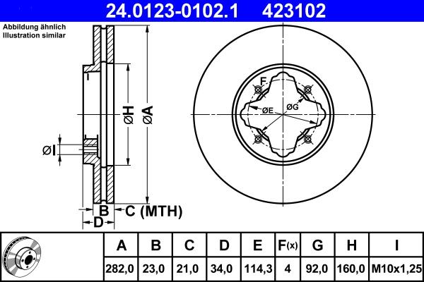 ATE 24.0123-0102.1 - Тормозной диск autospares.lv