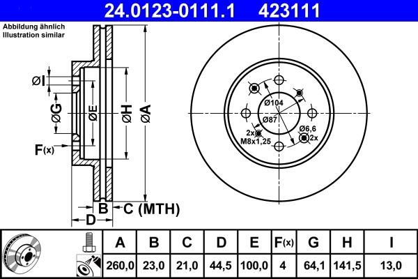 ATE 24.0123-0111.1 - Тормозной диск autospares.lv