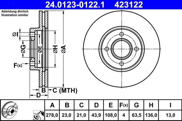 ATE 24.0123-0122.1 - Тормозной диск autospares.lv