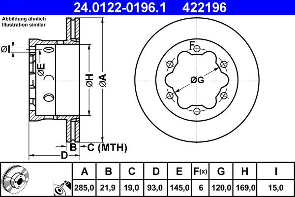 ATE 24.0122-0196.1 - Тормозной диск autospares.lv