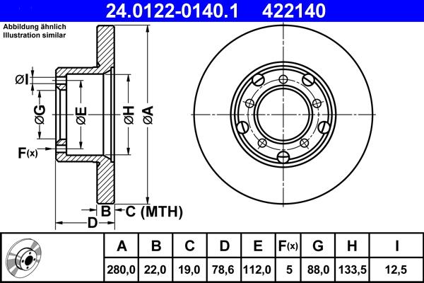 ATE 24.0122-0140.1 - Тормозной диск autospares.lv