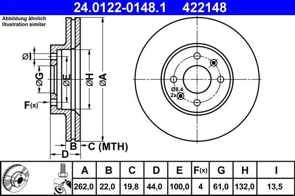 ATE 24.0122-0148.1 - Тормозной диск autospares.lv