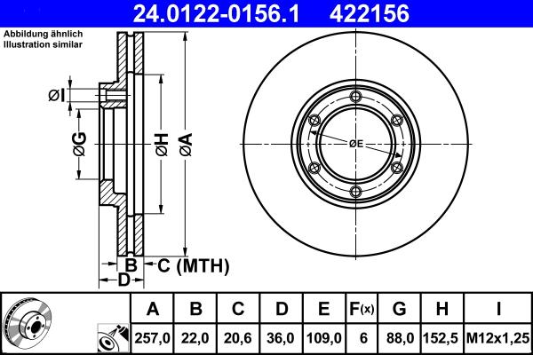 ATE 24.0122-0156.1 - Тормозной диск autospares.lv