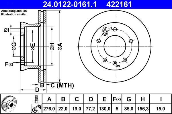 ATE 24.0122-0161.1 - Тормозной диск autospares.lv