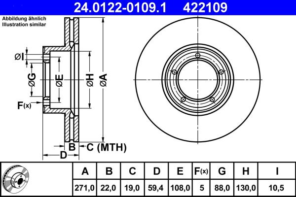 ATE 24.0122-0109.1 - Тормозной диск autospares.lv