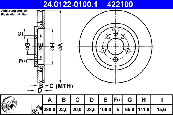 ATE 24.0122-0100.1 - Тормозной диск autospares.lv