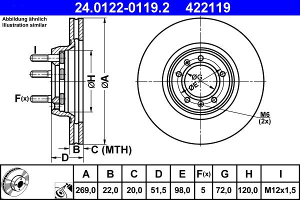 ATE 24.0122-0119.2 - Тормозной диск autospares.lv