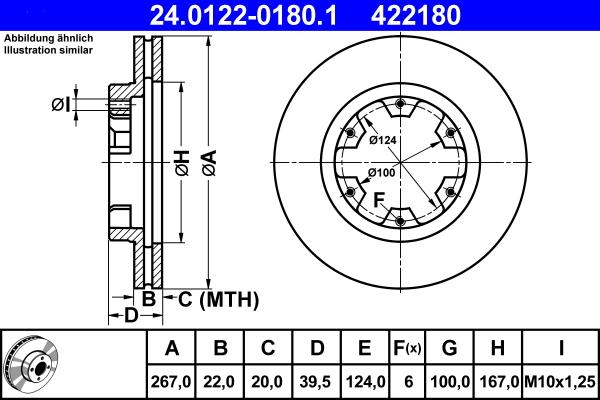 ATE 24.0122-0180.1 - Тормозной диск autospares.lv